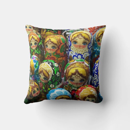 マトリヨシュカ人形お土産キオスク旅行写真 クッション (裏面)