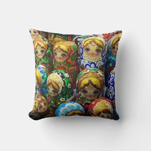 マトリヨシュカ人形お土産キオスク旅行写真 クッション (正面)