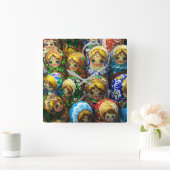 マトリヨシュカ人形お土産キオスク旅行写真 スクエア壁時計 (ホーム)