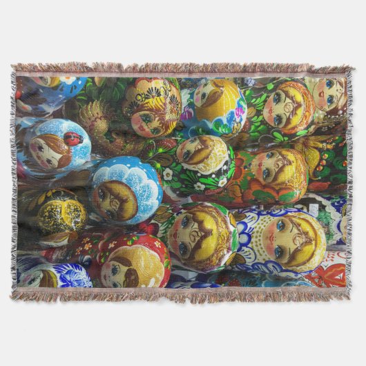 マトリヨシュカ人形お土産キオスク旅行写真 スローブランケット (正面)