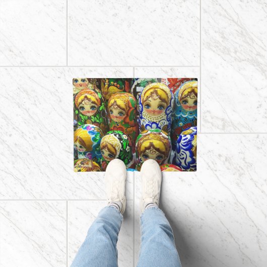 マトリヨシュカ人形お土産キオスク旅行写真 ドアマット (室内)