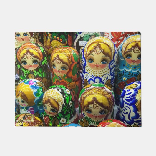 マトリヨシュカ人形お土産キオスク旅行写真 ドアマット (正面)