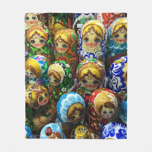 マトリヨシュカ人形お土産キオスク旅行写真 フリースブランケット (正面)