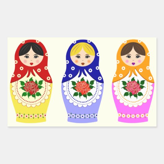 マトロシアのリョシカ人形 長方形シール (正面)