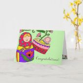 マトロシュカとベビー カード (黄色い花)