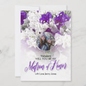 マトロンオブオナーパープルホワイト結婚式招待状 招待状 (正面)