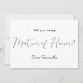 マトロン・オブ・オナー白黒招待状 招待状 (正面)