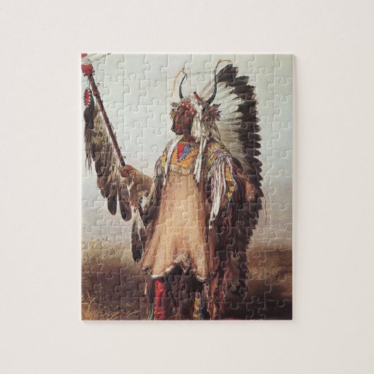 マト・トペ(Mato-Tope)- カール・ボドマーによるマンダン族の首長の肖像画 ジグソーパズル (縦)