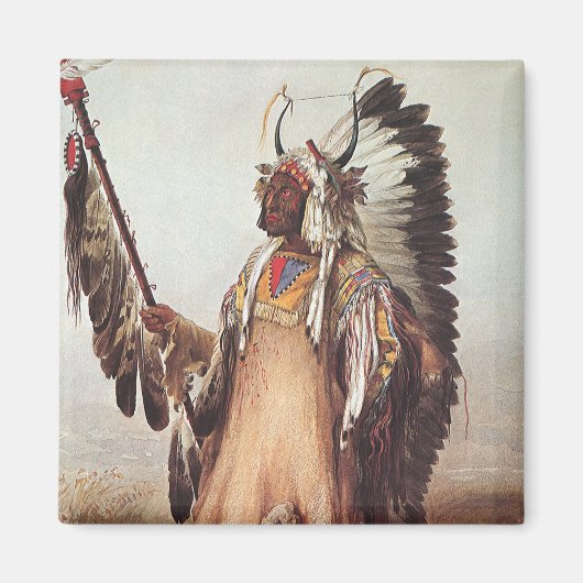 マト・トペ(Mato-Tope)- マンダン族の首領 カール・ボドマー画 マグネット (正面)