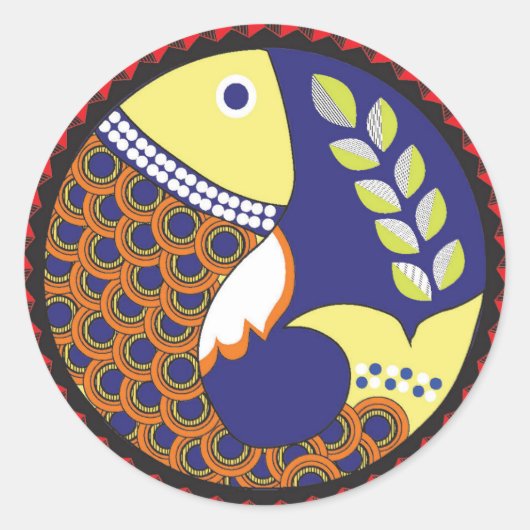 マドゥバニアートステッカー ラウンドシール (正面)