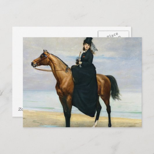 マドモワゼルクロイゼットの馬術ポートレート ポストカード (正面/裏面)