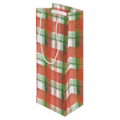 マドラスの格子縞のクリスマス ワインギフトバッグ (裏面アングル)