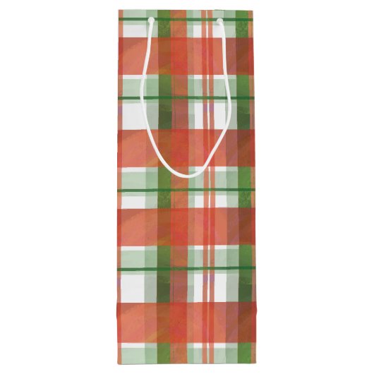 マドラスの格子縞のクリスマス ワインギフトバッグ (裏面)