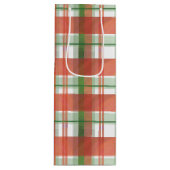 マドラスの格子縞のクリスマス ワインギフトバッグ (正面)