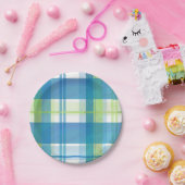 マドラスの格子縞の緑および青 ペーパープレート (パーティー)