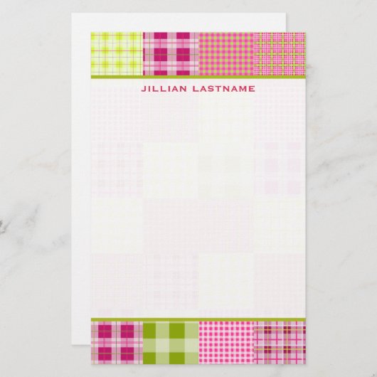 マドラスは格子縞のパッチワークの文房具をインスパイア 便箋 (正面/裏面)