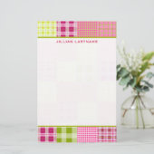 マドラスは格子縞のパッチワークの文房具をインスパイア 便箋 (スタンド正面)