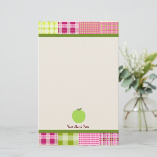 マドラスは格子縞及びAppleの緑の先生をインスパイア 便箋 (スタンド正面)