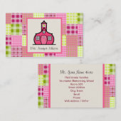 マドラスは格子縞/ピンクの校舎の先生をインスパイア 名刺 (正面/裏面)