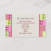 マドラスは格子縞/ピンクの校舎の先生をインスパイア 名刺 (裏面)