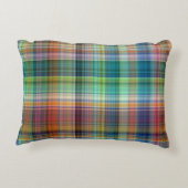 マドラスカラフルプレイドストライプパターン アクセントクッション (裏面)