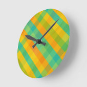 マドラスチェックのリバイバルカラフル – 格子壁時計 ラウンド壁時計 (傾斜)