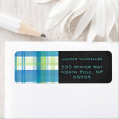 マドラスチェック グリーンとブルー ラベル (インサイチュ)