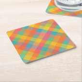 マドラスブリーズダイアゴナルプレイド紙コースター スクエアペーパーコースター (アングル)