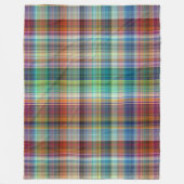 マドラスプカラフルレイドストライプパターン フリースブランケット (正面)