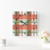 マドラスプレイドクリスマス スクエア壁時計 (ホーム)