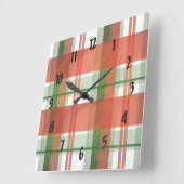 マドラスプレイドクリスマス スクエア壁時計 (傾斜)