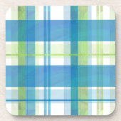 マドラスプレイドグリーンとブルー コースター (正面)