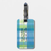 マドラスプレイドグリーンとブルー ラゲッジタグ (裏面縦)