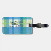 マドラスプレイドグリーンとブルー ラゲッジタグ (裏面横)