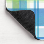 マドラスプレイドグリーンアンドブルー マウスパッド (コーナー)