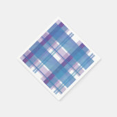 マドラスプレイドブルーとパープル スタンダードカクテルナプキン (角)