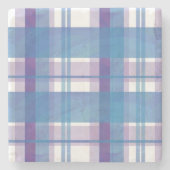 マドラスプレイドブルーとパープル ストーンコースター (正面)