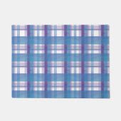 マドラスプレイドブルーとパープル ドアマット (正面)