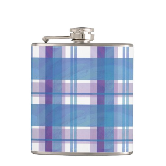 マドラスプレイドブルーとパープル フラスク (正面)