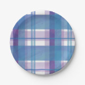 マドラスプレイドブルーとパープル ペーパープレート (正面)