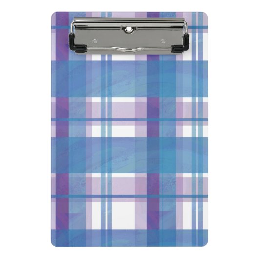 マドラスプレイドブルーとパープル ミニクリップボード (正面)
