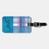 マドラスプレイドブルーとパープル ラゲッジタグ (正面横)