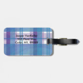 マドラスプレイドブルーとパープル ラゲッジタグ (裏面横)