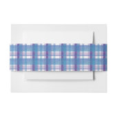 マドラスプレイドブルーとパープル 招待状ベリーバンド (正面例)