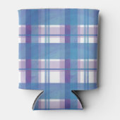 マドラスプレイドブルーとパープル 缶クーラー (正面)