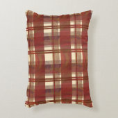マドラスプレイド秋レッド アクセントクッション (正面(垂直))