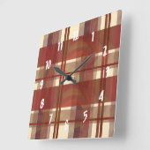 マドラスプレイド秋レッド スクエア壁時計 (傾斜)