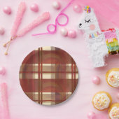 マドラスプレイド秋レッド ペーパープレート (パーティー)