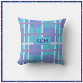 マドラスモダンパープル&ブルーピロー クッション