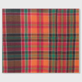 マドラスモダンプレイドオレンジグリーンスクエアパターン ラッピングペーパー (フラット)